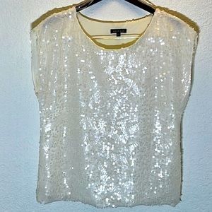 Like new, cream sequined sleeveless top